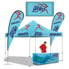 Outdoor Trade Show Booth with Banners and Flags