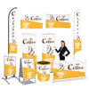 Yellow Coffee Print Banner Signs & Flags for Cafes