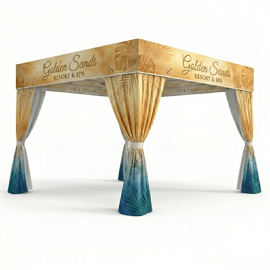 Branded flat top canopy tent for outdoor events and brand activation
