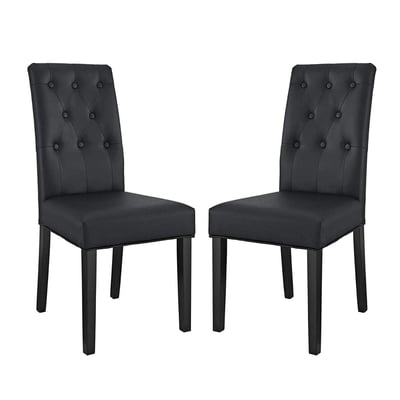 Modern Button Tufted Square Back Upholstered Vinyl Dining side Chair Set of 2 or 4