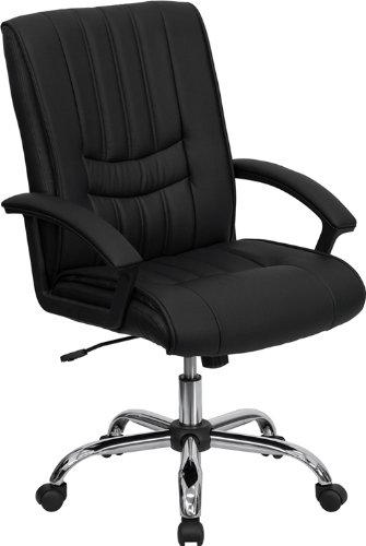 Contemprory Mid-Back Leather Swivel Manager's Office Chair with Arms