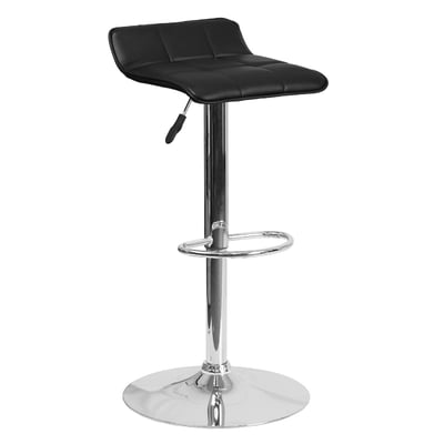 Adjustable Height Backless Contemporary Quilted Vinyl Bar Stool with Chrome Base