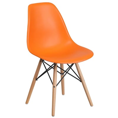 Full Back Plastic Accent Side Chair with Wooden Base