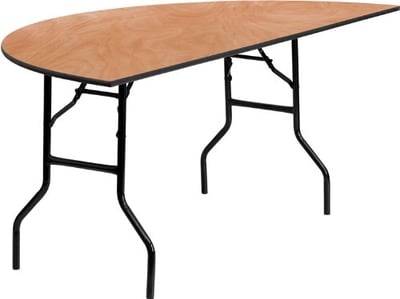 Half Round Wood Folding Banquet Table with Metal Legs
