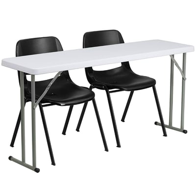 Plastic 18'' x 60'' Training Table Set with 2 Plastic Stack Chair