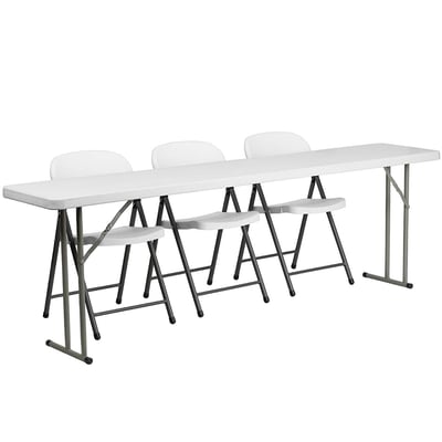 Plastic 18'' x 96'' Training Table Set with 2 Plastic Folding Chair