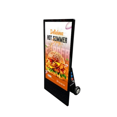 Rol-EE ™ - Digital Signage Rolling A-Frame, Indoor/Semi-Outdoor Battery-Powered