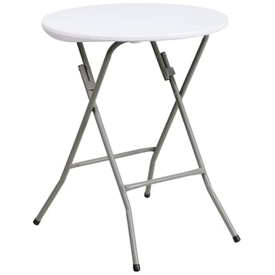 Round White Plastic Folding Banquet Table with Metal Legs