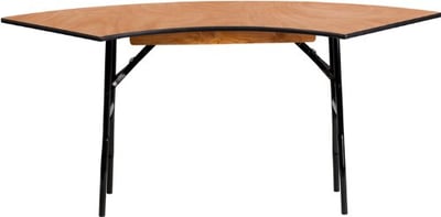 Serpentine Wood Folding Banquet Table with Metal Legs
