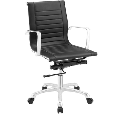 Stylish Mid-Back Faux Leather Swivel Executive Office Chair with Arms