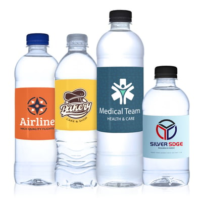 Packed Water Bottles - Custom Printed Labels