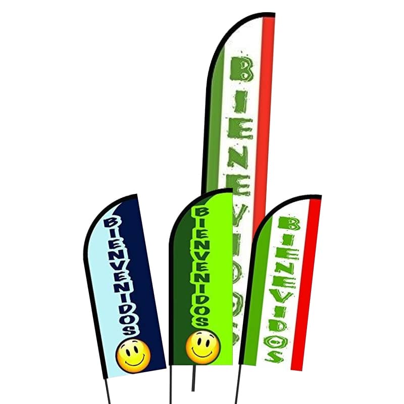 Welcome and Bienvenidos Feather Banner Flags