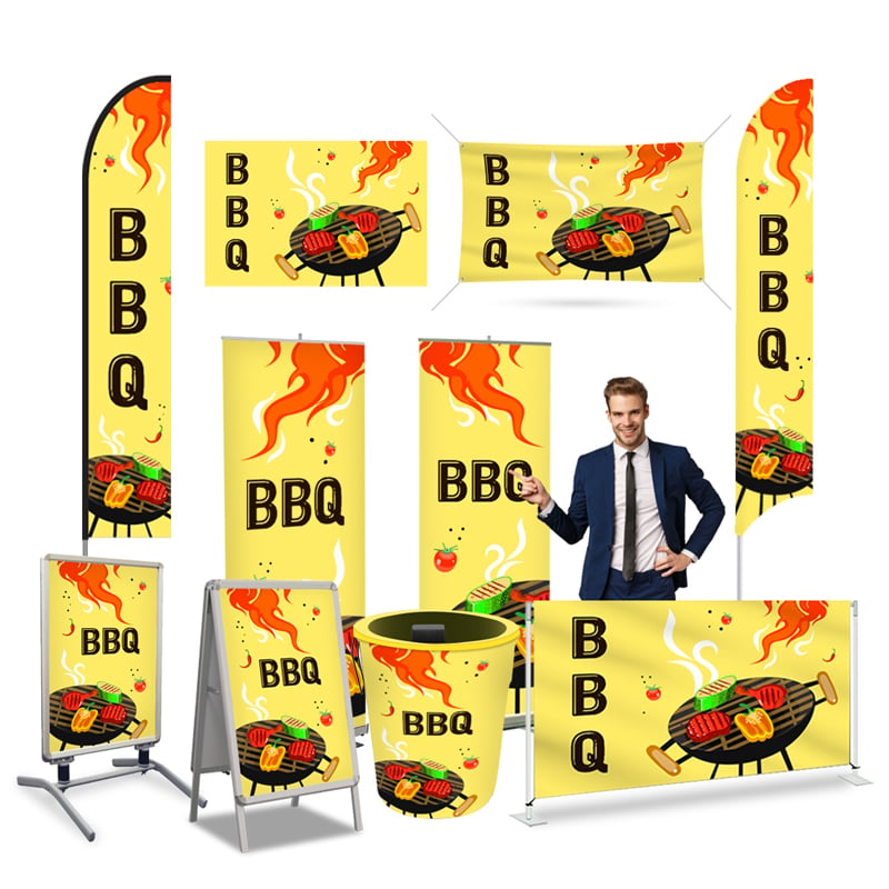 BBQ Print in Yellow Banner Displays