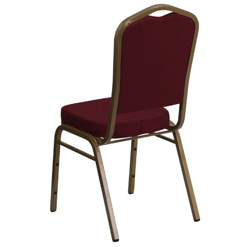 Crown Back Plain Fabric Upholstered Stacking Banquet Chair with Gold Frame