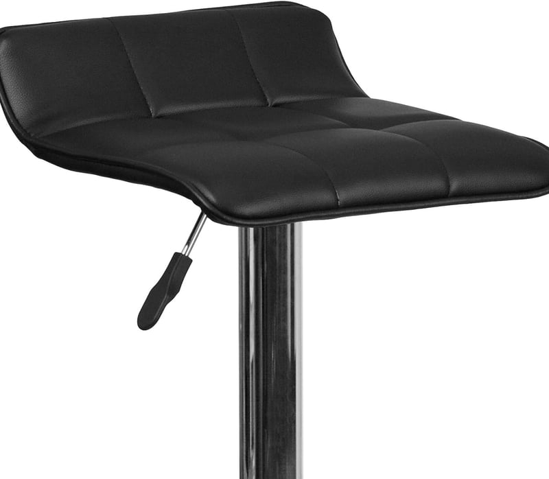 Adjustable Height Backless Contemporary Quilted Vinyl Bar Stool with Chrome Base