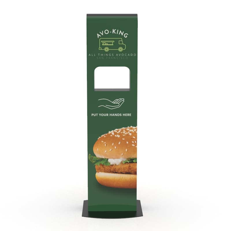 Touch Free Hand Sanitizer Station with Custom Print for Burger Restaurant
