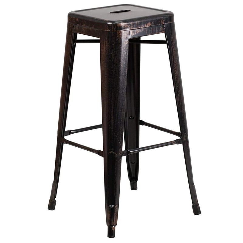 Backless Metal Bar Stool 30 inches High with Footrest