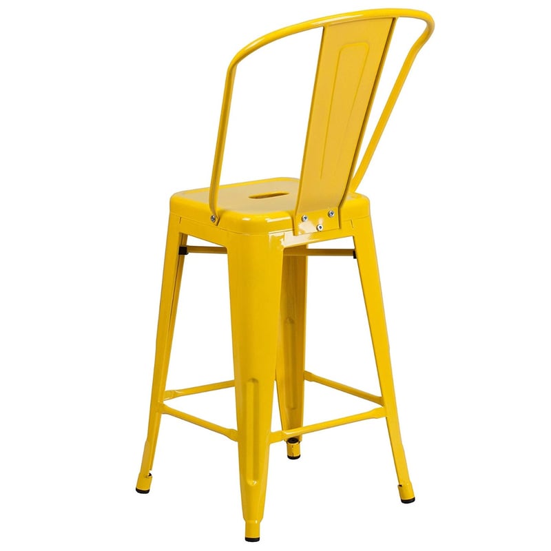 Backrest Metal Bar Stool 24 inches High with Footrest