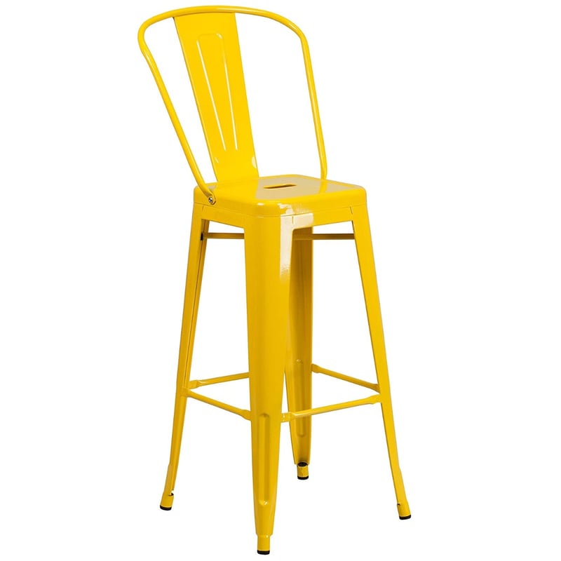 Backrest Metal Bar Stool 30 inches High with Footrest