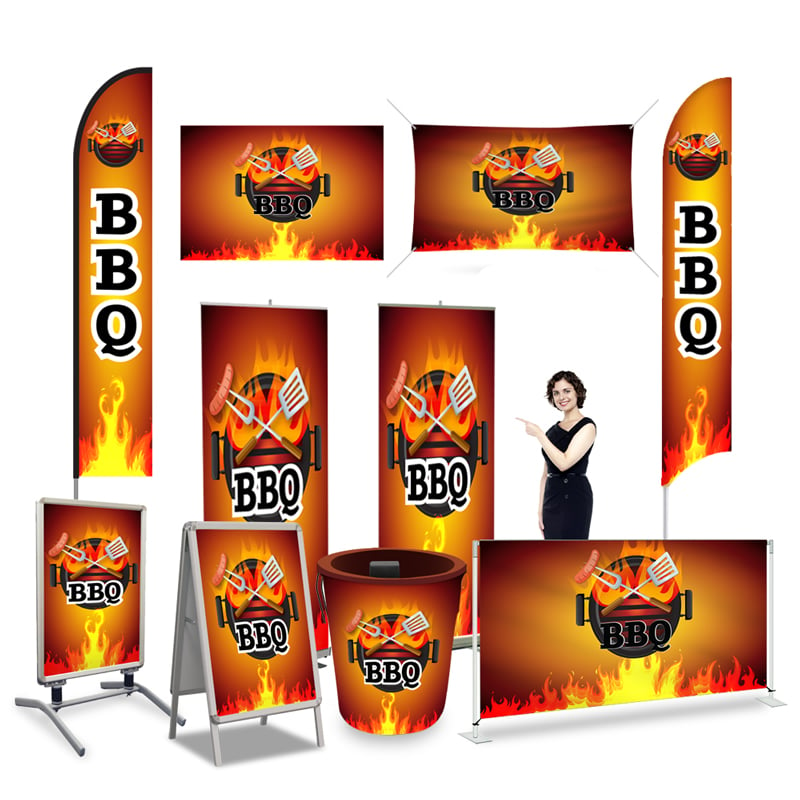 BBQ Print Banner Signs & Flags - Brown