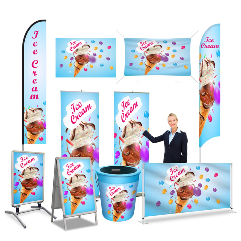 Ice Cream Print  Banner Displays & Flags for Restaurants