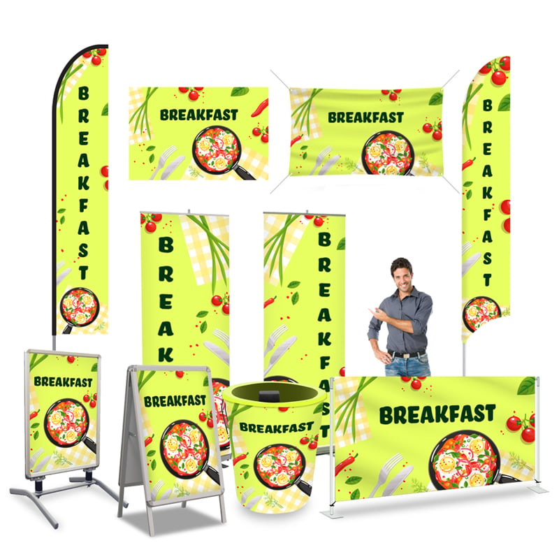 Breakfast Print Banner Signs & Flags - Green