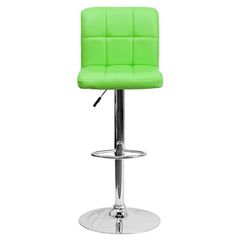 Contemporary Quilted Vinyl Adjustable Bar Stool with Backrest & Armless