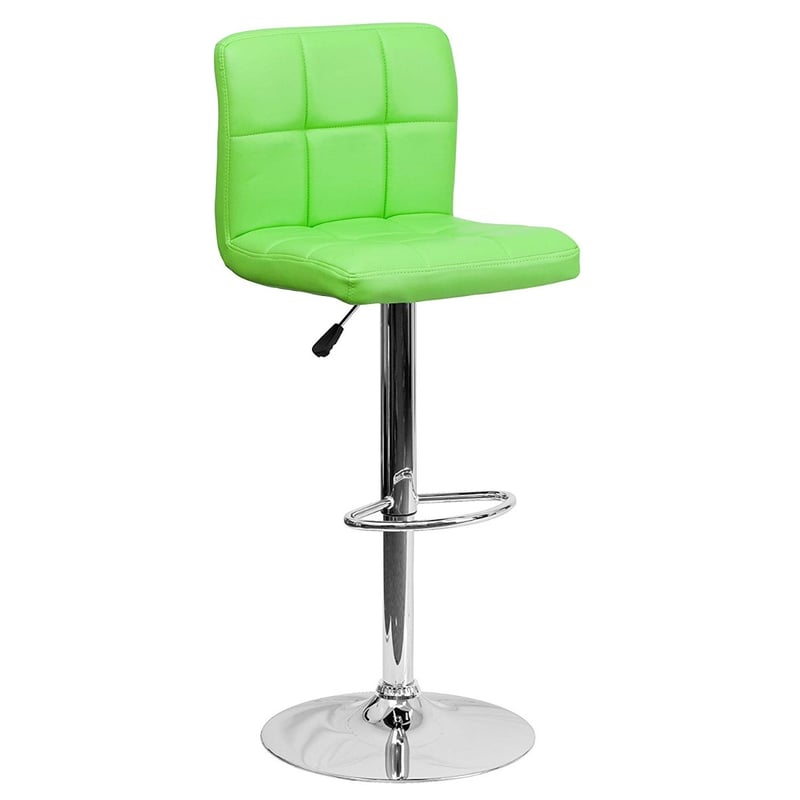 Contemporary Quilted Vinyl Adjustable Bar Stool with Backrest & Armless