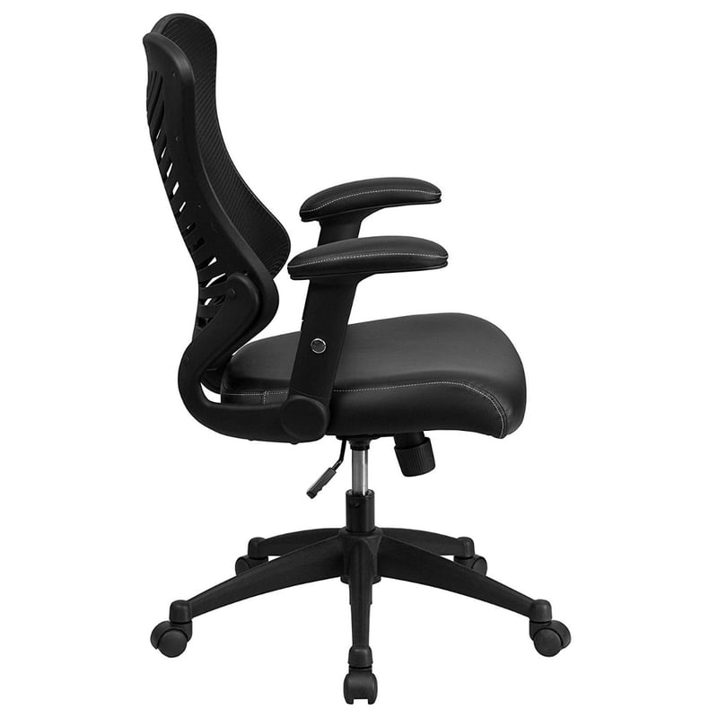 Contemporary Mid-Back Mesh Leather Swivel Office Chair with Adjustable Arm Rest