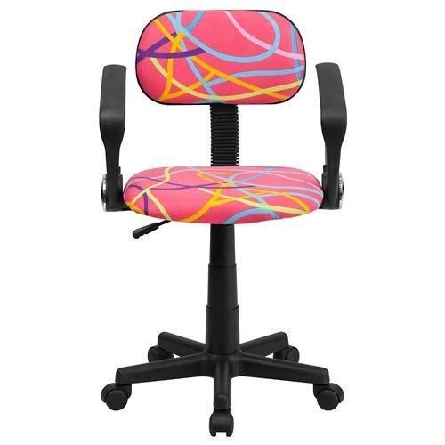 Contemporary Mid-Back Swivel Printed Office Chair With Arm Rest