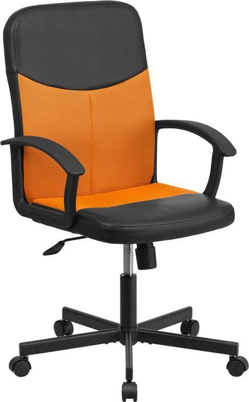 Contemporary Mid-Back Vinyl & Mesh Swivel Seat Racing Executive Office Chair with Arms