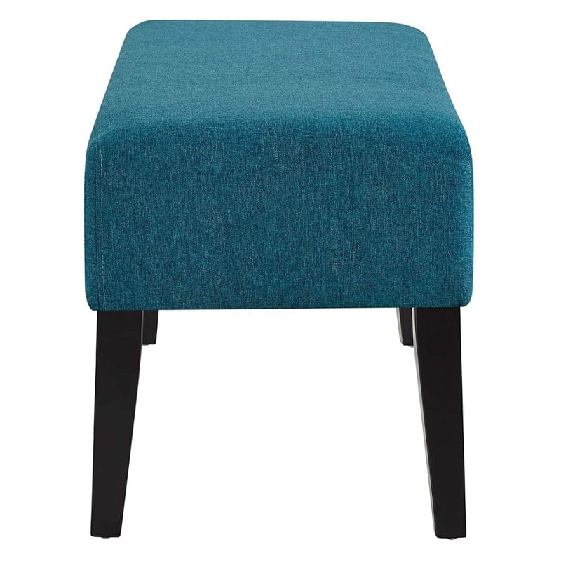 Contemporary Polyester Upholstered Bench With Wooden Legs