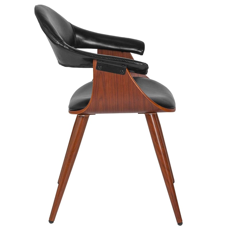Contemporary Style Bentwood Guest Chair With Leather Back and Seat