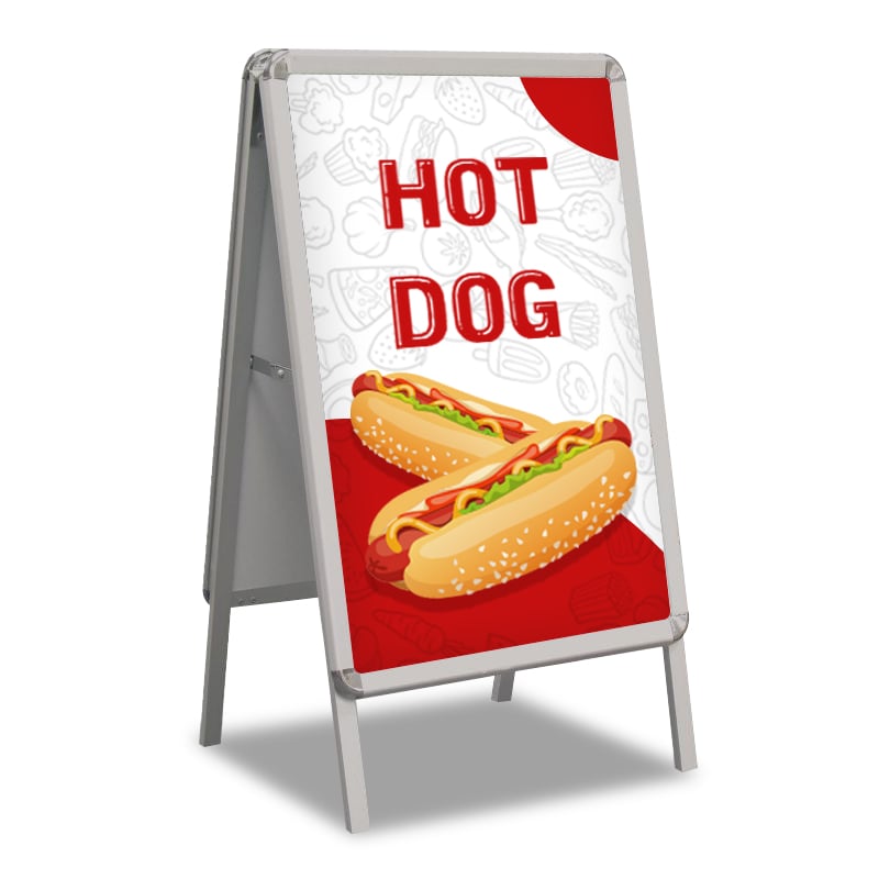 White Hot Dog Print Sidewalk A Frame Display