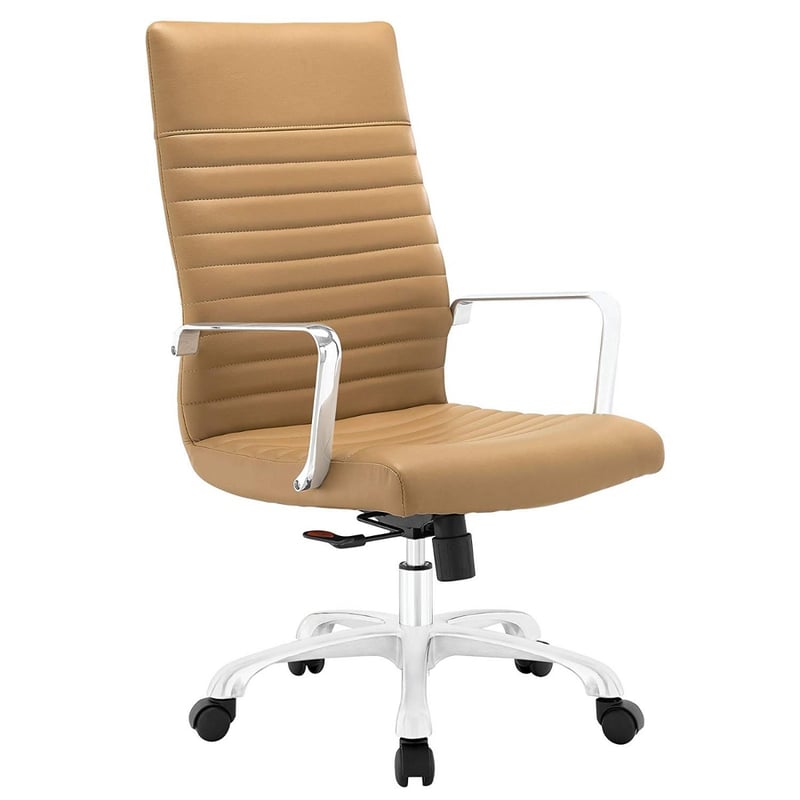 Designer High-Back Vinyl Ergonomic Office Desk Chair With Arms