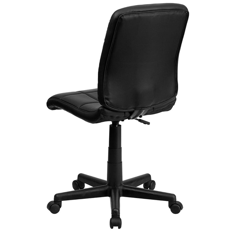 Designer Mid-Back Upholstered Quilted Vinyl Armless Swivel Task Chair