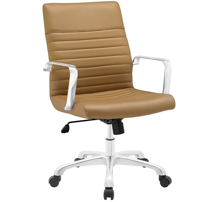Designer Mid-Back Vinyl Ergonomic Office Desk Chair With Arms