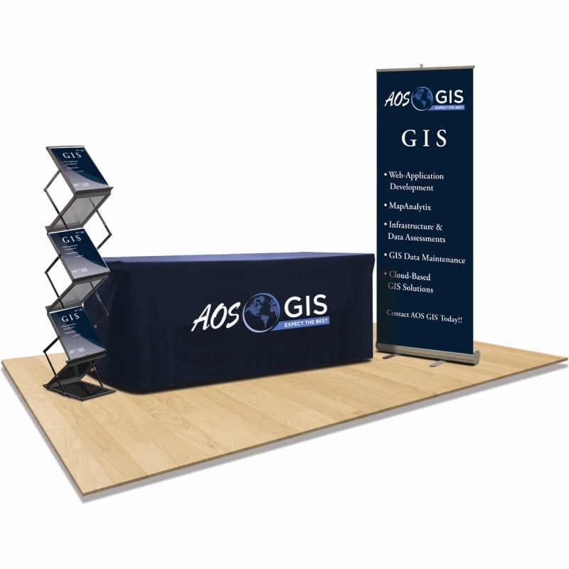 Indoor Tradeshow Display Booth with Retractable Banner and Brochure Holder and Tablecloth