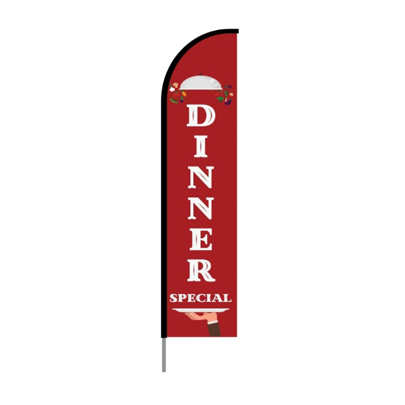 Breakfast, Lunch & Dinner Feather Flag Banner For Restaurant