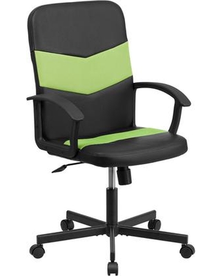 Contemporary Mid-Back Vinyl-Mesh Swivel Racing Executive Office Chair with Arms