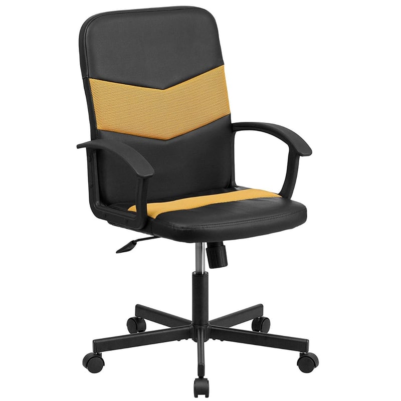 Contemporary Mid-Back Vinyl-Mesh Swivel Racing Executive Office Chair with Arms