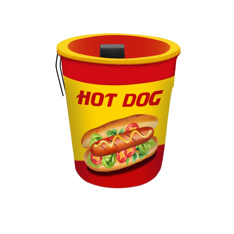 Yellow Hot Dog Print Trash Can 