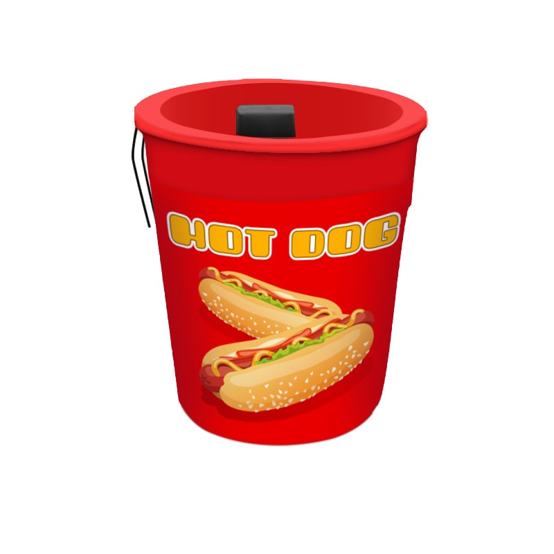 Red Hot Dog Print Trash Can