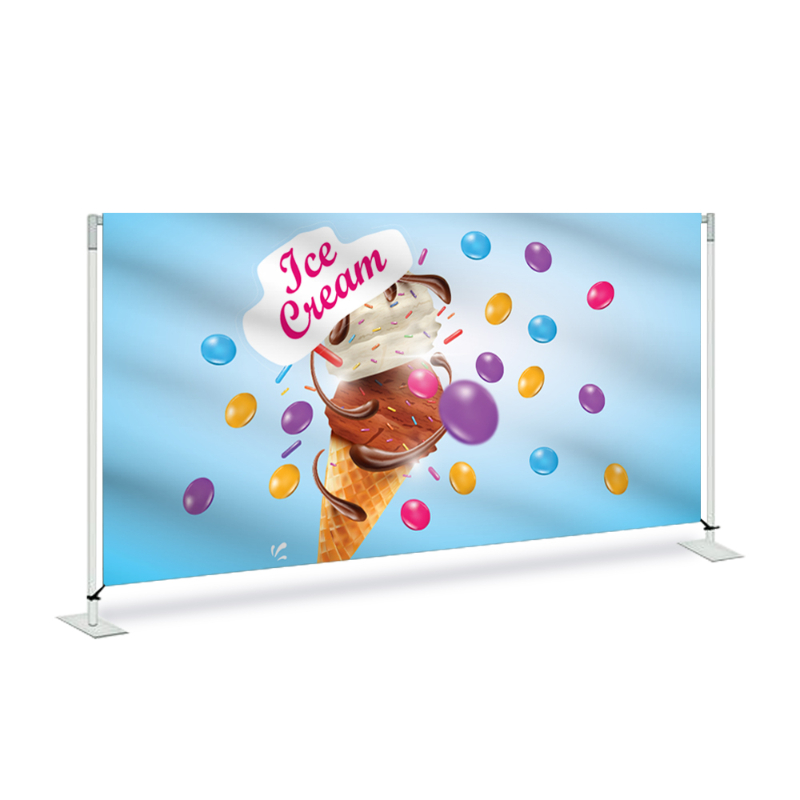 Ice Cream Print Fabric Barrier System For Restaurant in Blue