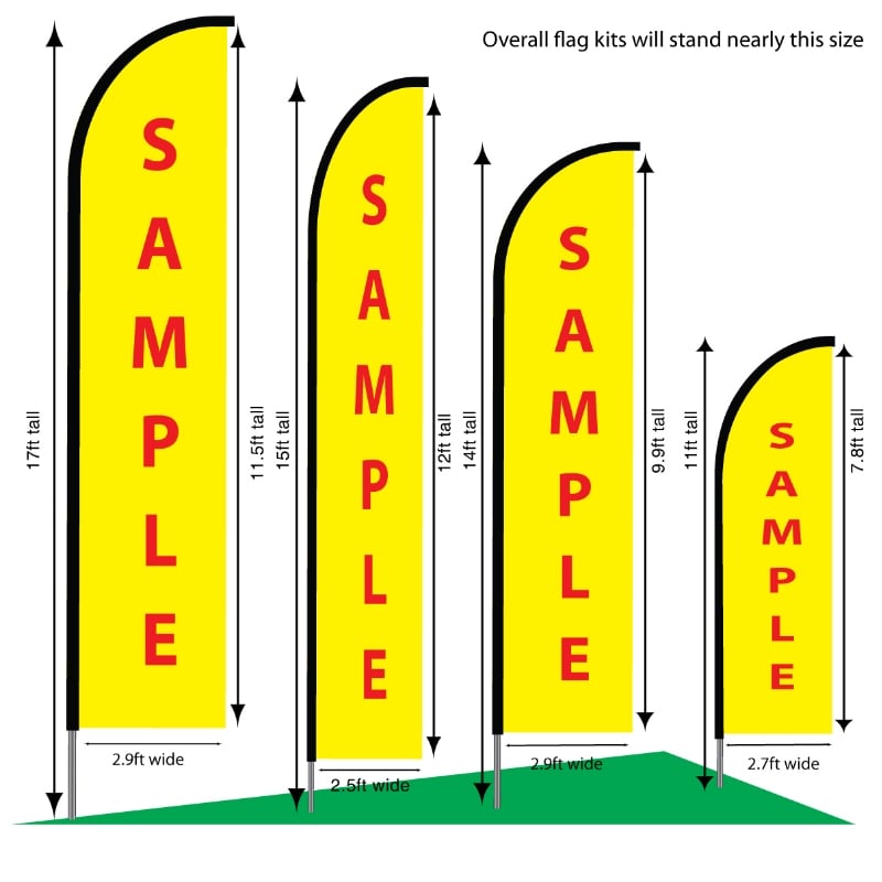 Solid Colored Feather Flag SIzes