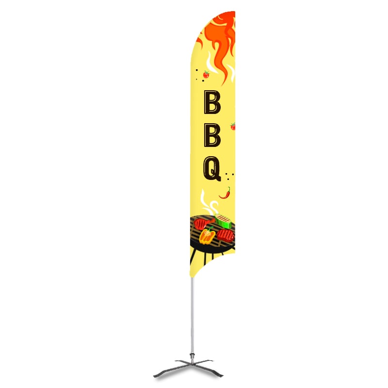 Yellow BBQ Print Feather Flag