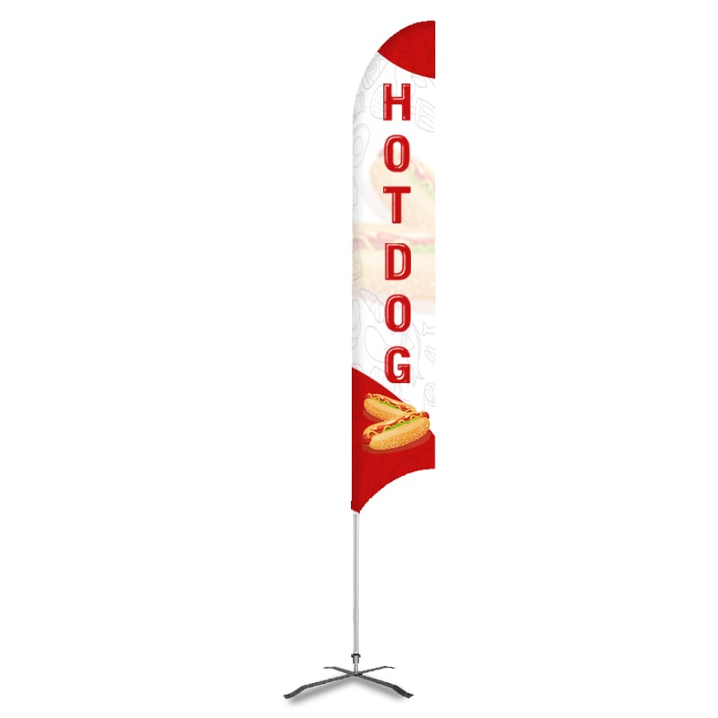 White Hot Dog Print Feather Flag