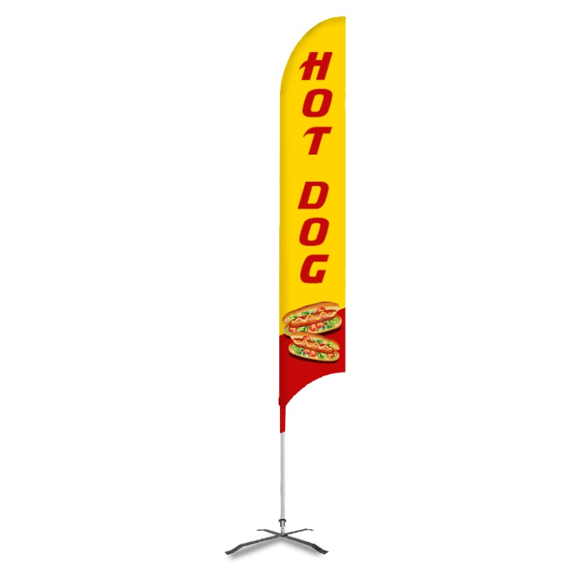 Yellow Hot Dog Print Advertising Feather Flag