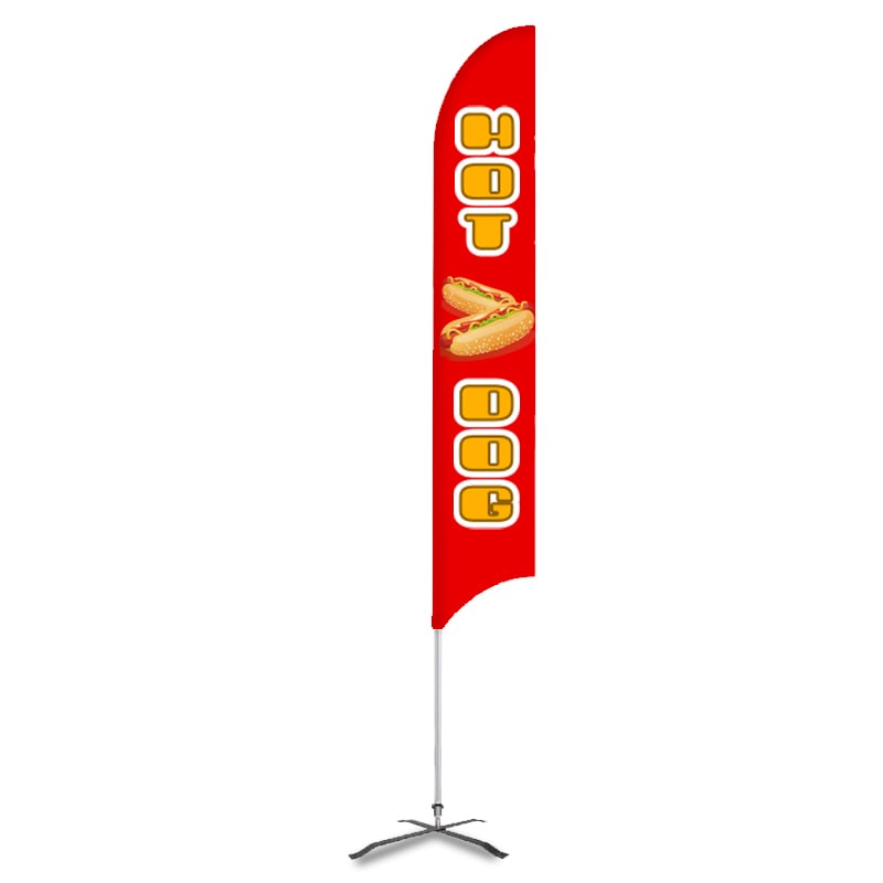 Red Hot Dog Print Feather Flag