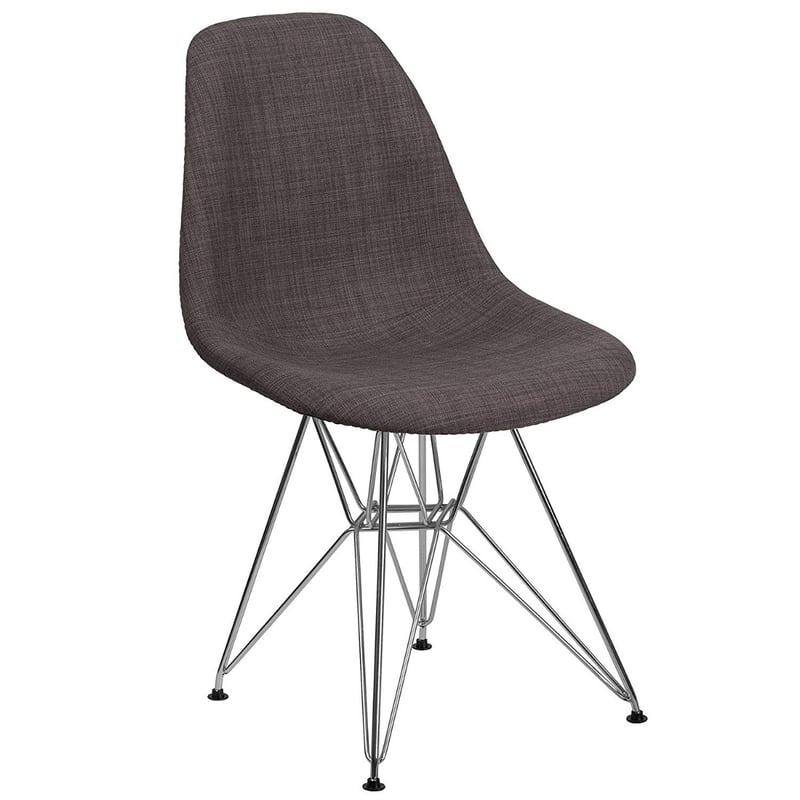 Full Back Fabric Accent Side Chair with Chrome Base